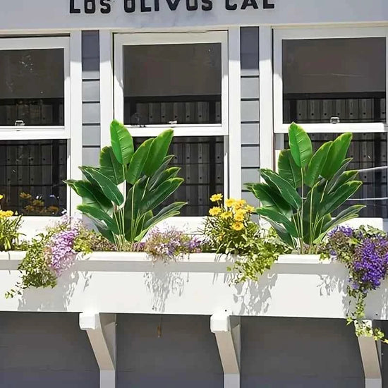 2pcs Large Realistic Artificial Bird of Paradise Plants UV Resistant No Fade Fake Banana Leaf Palm Tree for All Season Decor