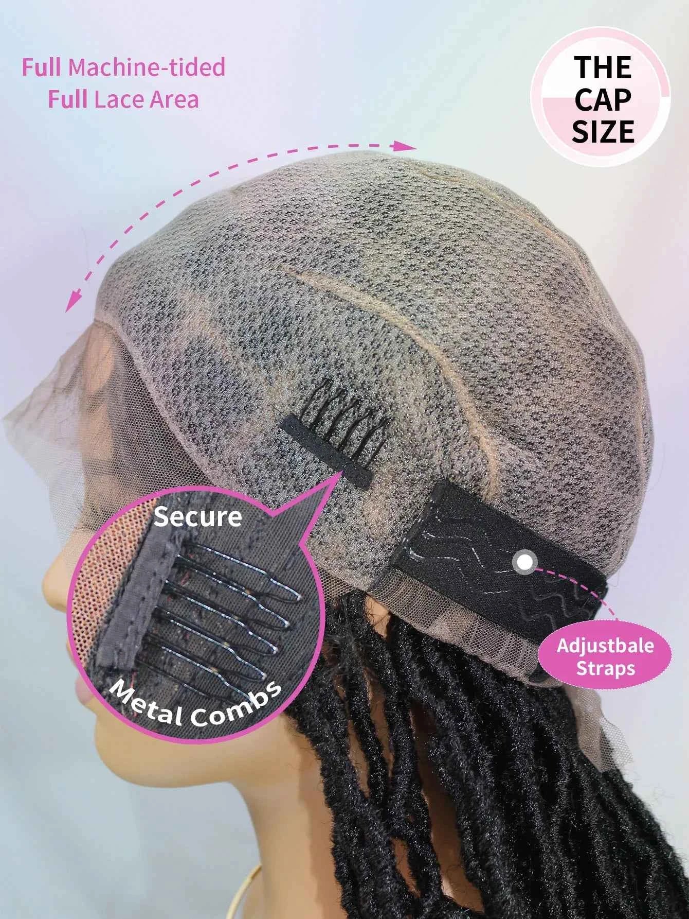 Synthetic Lace Braided Wigs Faux Locs Lace Front Wig for Women Butterfly Locs Braids Wig Long Dreadlocks Free Part 40 Inch