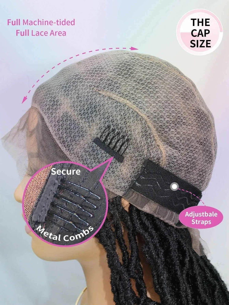 Synthetic Lace Braided Wigs Faux Locs Lace Front Wig for Women Butterfly Locs Braids Wig Long Dreadlocks Free Part 40 Inch - GiFTiFY