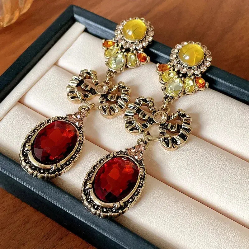 Draweye Bows Earrings for Women Medieval Palace Style Vintage Korean Fashion Aretes De Mujer Geometric Elegant Jewelry - GiFTiFY