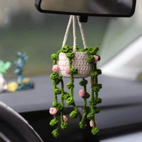 Handmade Crochet Car Styling Plants Succulent Car Plant Ornamentos Decoration Interior