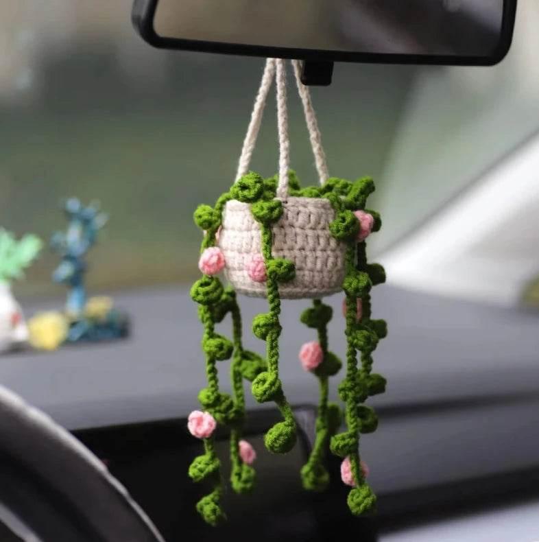 Handmade Crochet Car Styling Plants Succulent Car Plant Ornamentos Decoration Interior Accersories Cute Gift for Women by DSERS