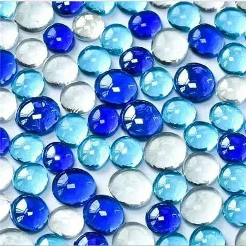 100g/3.52oz(Approx. 18-25pcs) Oblate Bead Glass Mosaic Tiles Colorful Round Mosaic Making Material Multi Diameter DIY Craft Tile