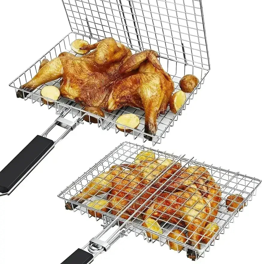 Folding Stainless Steel BBQ Grill Basket