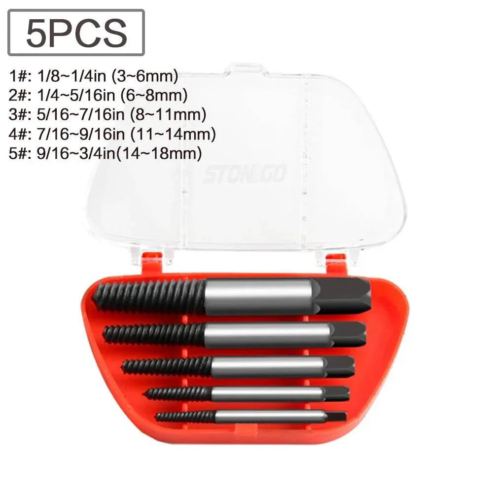STONEGO 5PCS/6PCS Broken Damaged Screwdriver Extractor Drill Bit Set Carbon Steel Double Side Screw Pull Center Drill Bits Extractor Drill Bit Set by DSERS