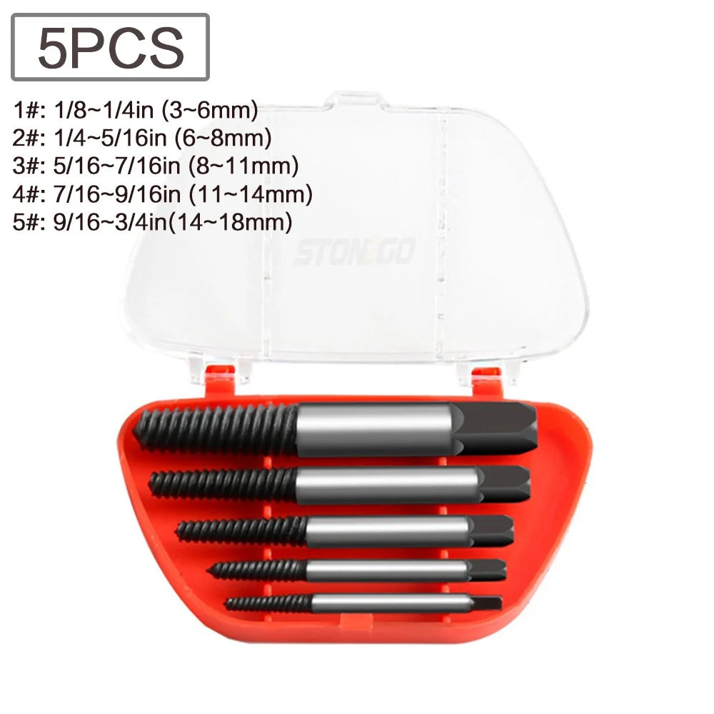 STONEGO 5PCS/6PCS Broken Damaged Screwdriver Extractor Drill Bit Set Carbon Steel Double Side Screw Pull Center Drill Bits GiFTiFY