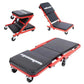 3-in-1 Rolling Mechanic Creeper Z Seat, Foldable Garage Chair Lay Down Sit Lean Back, Under Car Shop Auto Repair, Red Black DSERS