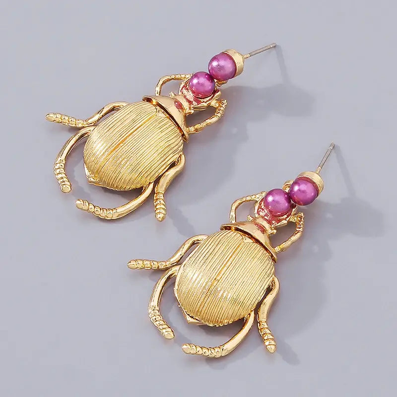 Bohemia Earrings For Women Metal Gold-Plated Beatles Personality Vintage Trend Jewelry Cute Insects Diamonds Trending