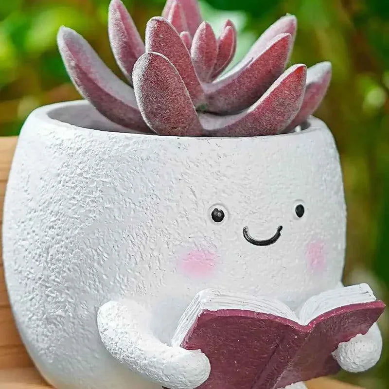 Funny Flower Pot Teacher Appreciation Gift Cute Chair Flower Pot Smile Face Planter Set for Indoor Outdoor Plants by DSERS