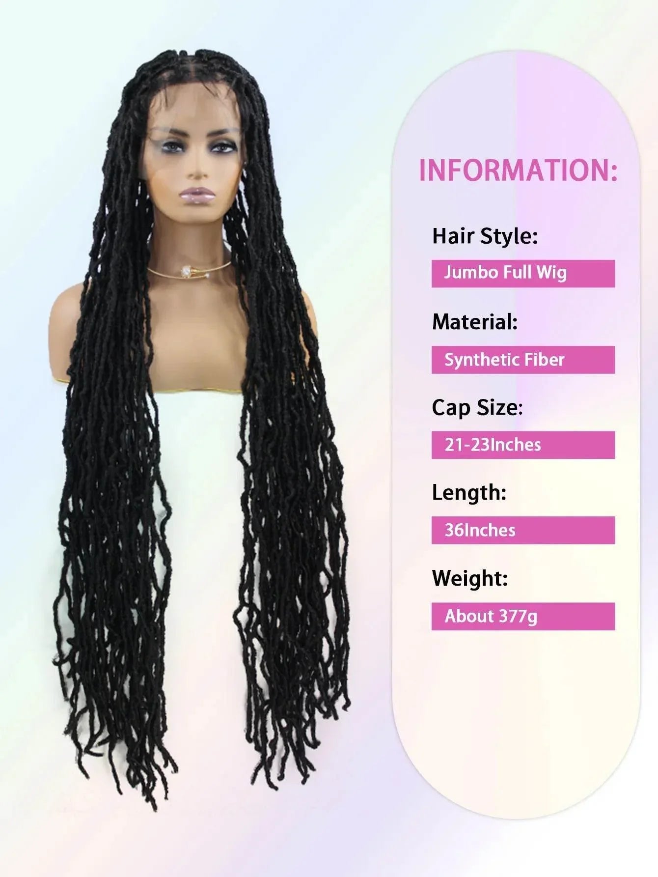 Synthetic Lace Braided Wigs Faux Locs Lace Front Wig for Women Butterfly Locs Braids Wig Long Dreadlocks Free Part 40 Inch - GiFTiFY