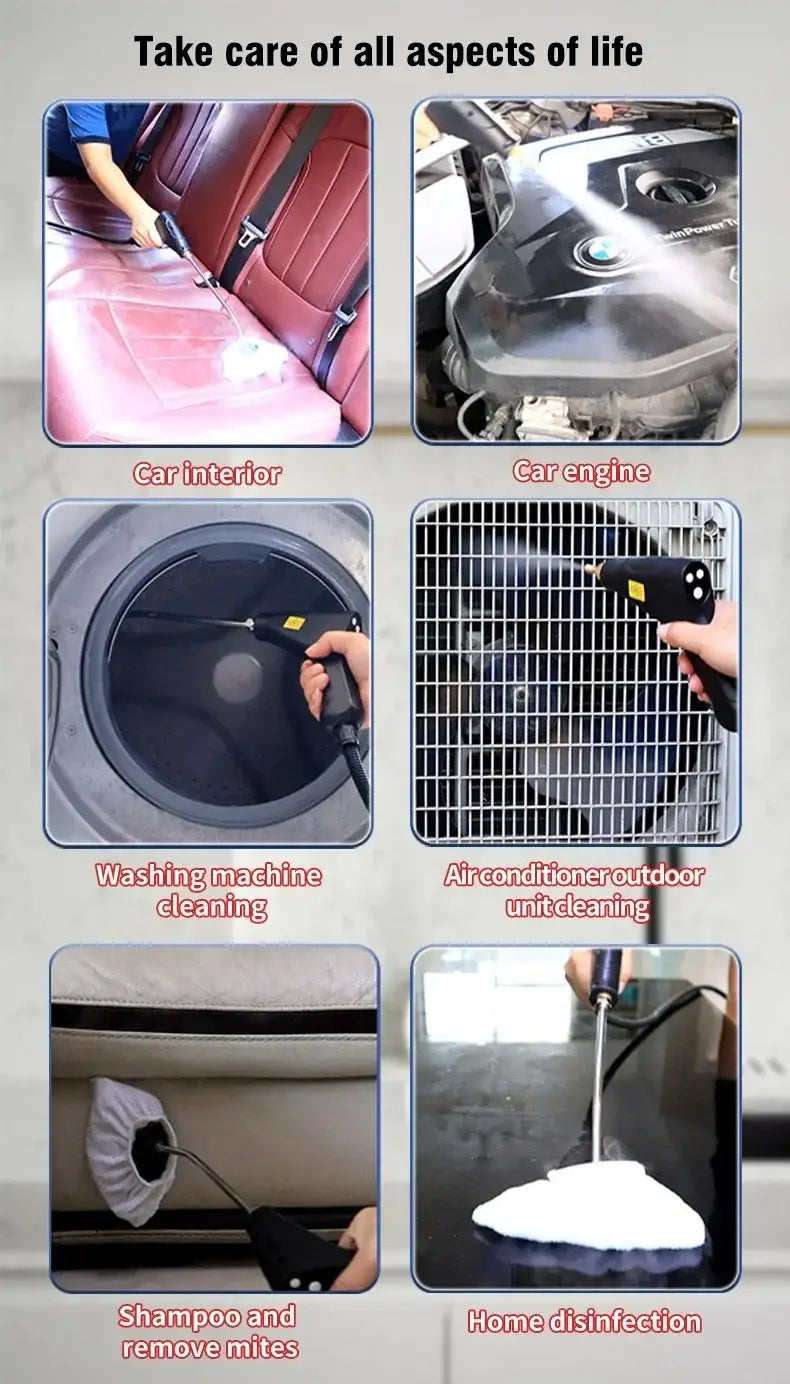 2500W Handheld Steam Cleaner High Temperature Steam Cleaning Machine Portable Car Carpet Cleaner Auto Pressure Washer