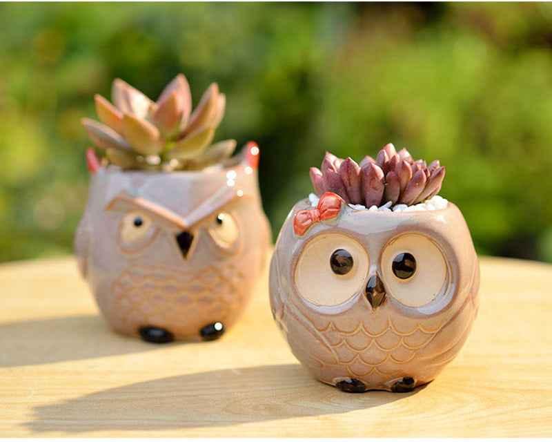 Ceramic Owl Flower Pot Garden Office Decoration Succulent Mini Owl Flowerpot Cute Animal Flowerpot Cactus Plants Planters
