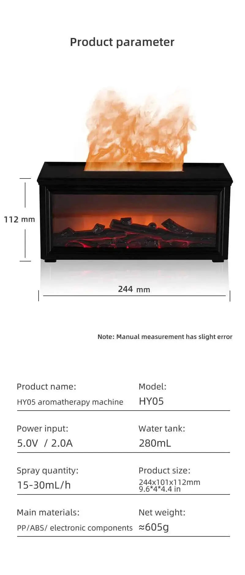 7 colors of essential oil fireplace diffuser mini flame aromatherapy fireplace humidifier aromatherapy oil diffuser Fireplace Box by DS