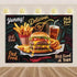 Quick Food Theme Birthday Party Decoration Hamburger French Fries Pizza Background Banner Photography Backdrop Supplies Kid Gift - GiFTiFY