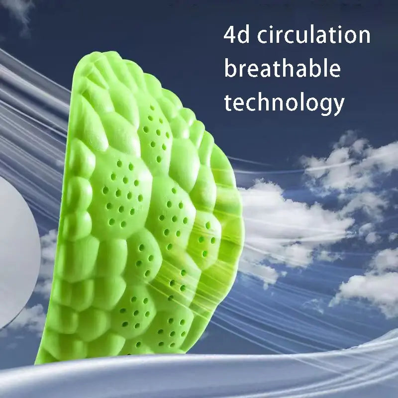 Green Orthopedic Sport Insoles Breathable Shock Absorption