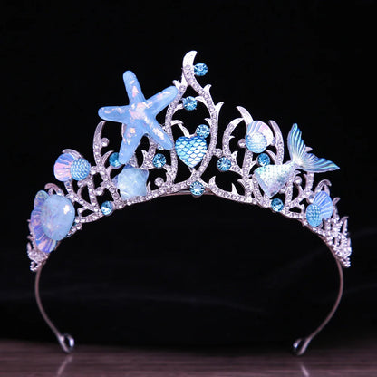 New Mermaid Crown Diadem Halloween Ocean Style Costume Seashell Starfish Hair Accessories for Women Girls Birthday Party Tiaras GiFTiFY