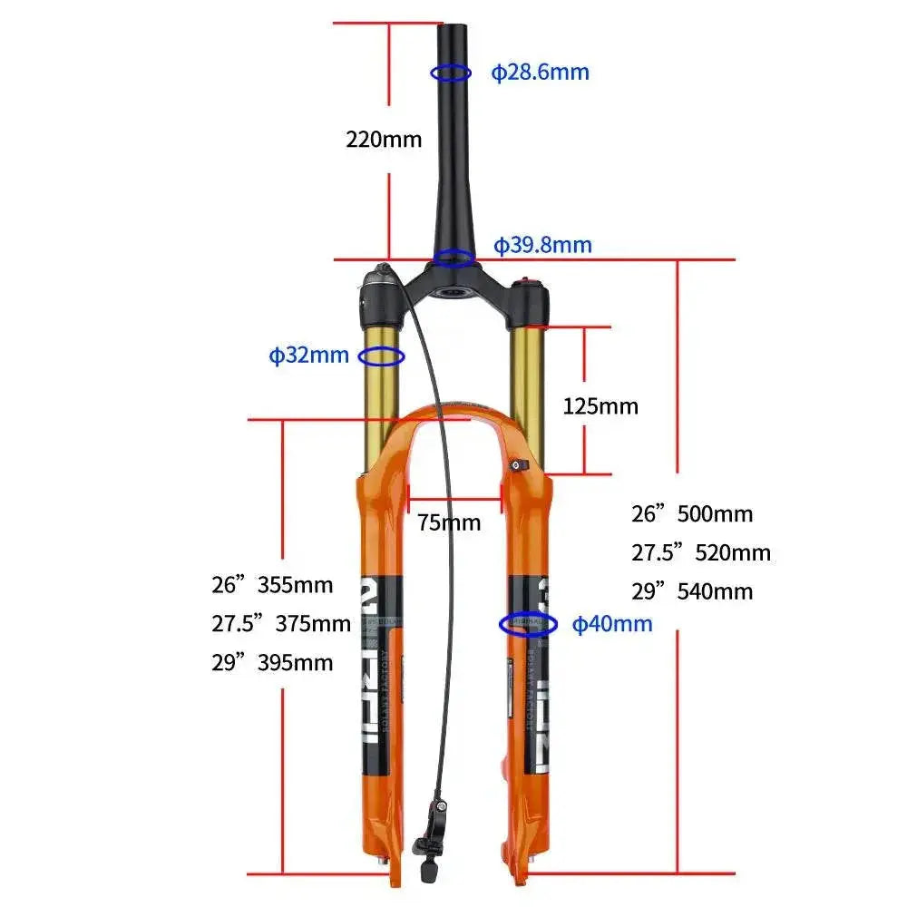 Bolany MTB Bicycle Fork Magnesium Alloy Air Suspension 26 27.5 29 Inch 32 HL RL100mm Bike Fork Lockout For Cycling Accessories - GiFTiFY