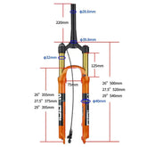 Bolany MTB Bicycle Fork Magnesium Alloy Air Suspension 26 27.5 29 Inch 32 HL RL100mm Bike Fork Lockout For Cycling Accessories - GiFTiFY