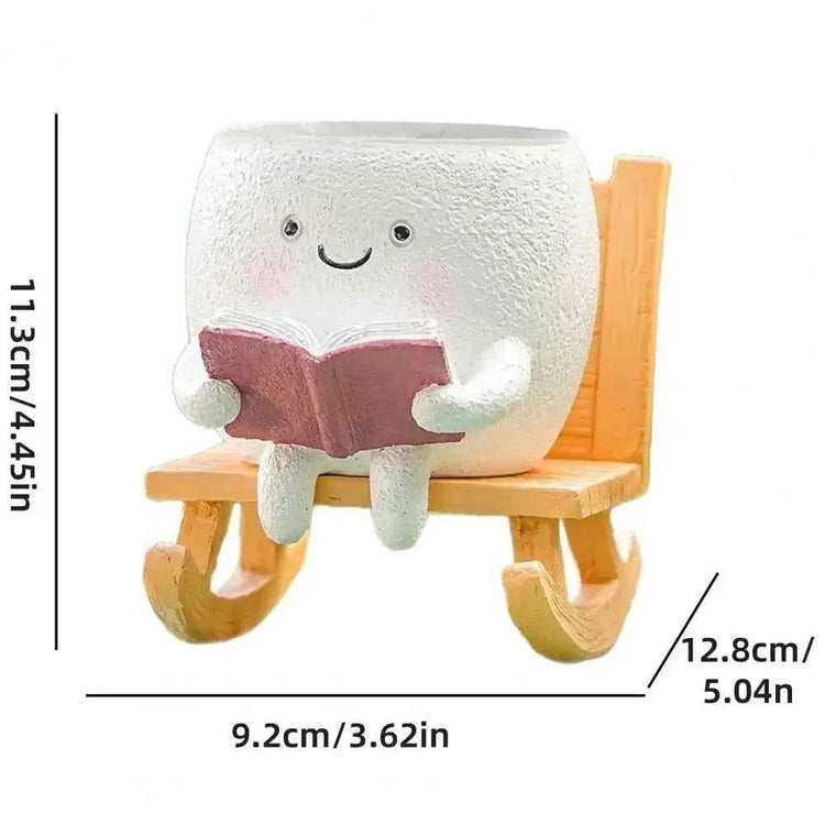 Funny Flower Pot Teacher Appreciation Gift Cute Chair Flower Pot Smile Face Planter Set for Indoor Outdoor Plants