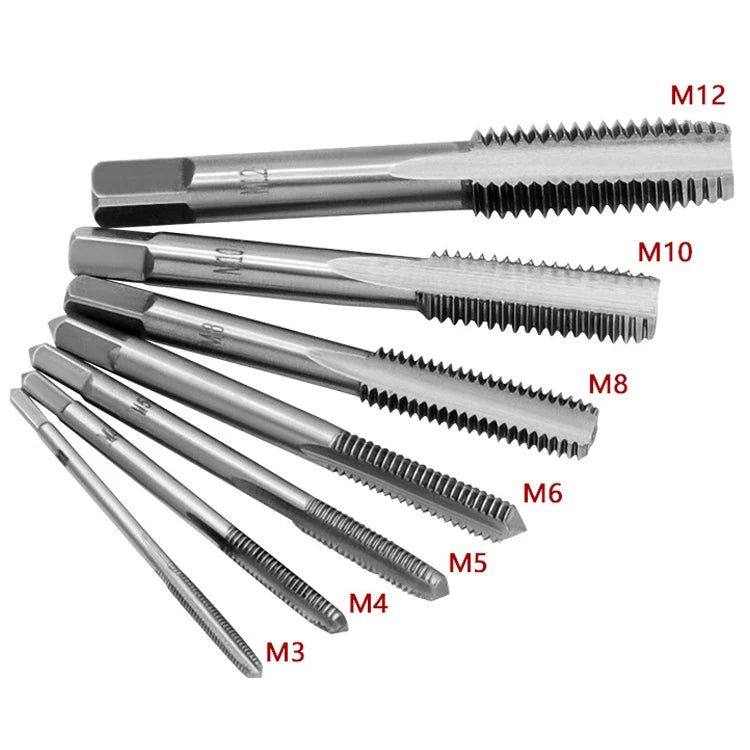 M3-M12 8/6 PCS Metric Hand Tap Set HSS Right-handed Tapping Drill Thread Punching Wrench Hand Tools Male to Make Thread in Steel GiFTiFY