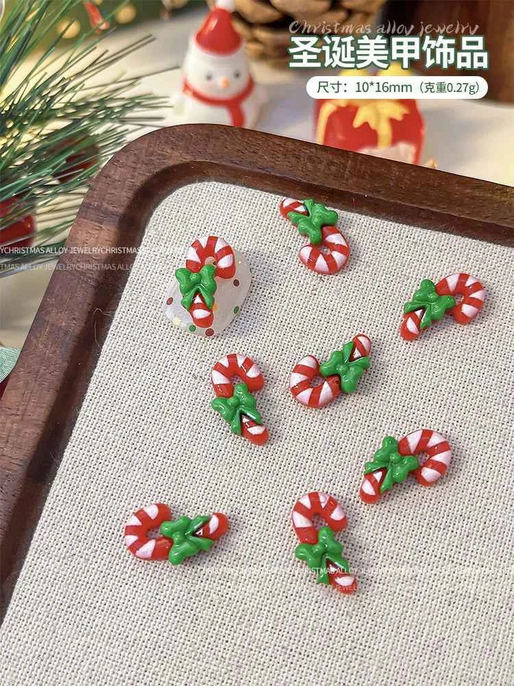 Christmas Series Nail Art Accessories 3D Resin Nail Charms Cute Bells Reindeer Snowman Cartoon Versatile Winter Nail Decorations