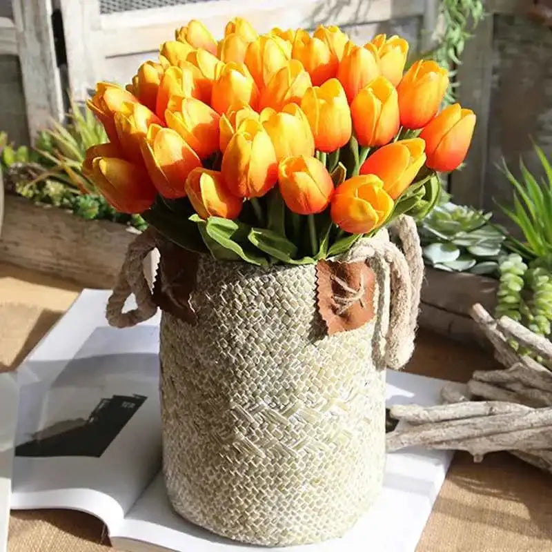 5 Pieces Tulips Artificial Flowers Bunch Home Decor Real Touch Tulip Flowers for Decoration Wedding Bridal Bouquet Fake Flowers