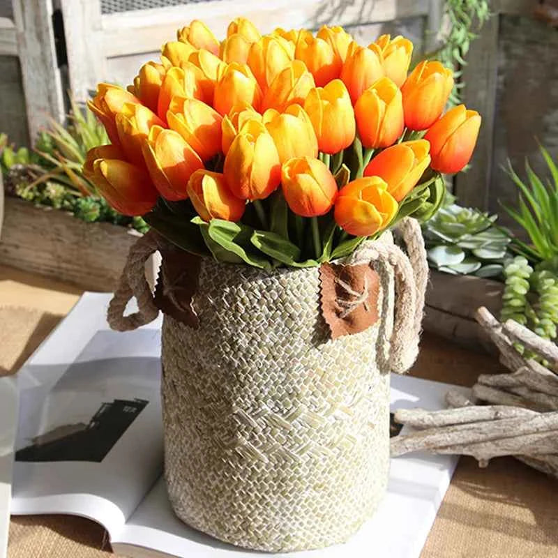 5 Pieces Tulips Artificial Flowers Bunch Home Decor Real Touch Tulip Flowers for Decoration Wedding Bridal Bouquet Fake Flowers