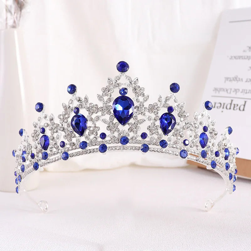 Baroque Gold Color Champagne Crystal Heart Bridal Tiara Crown Rhinestone Pageant Diadem Veil Tiara Headband Wedding Hair Jewelry GiFTiFY