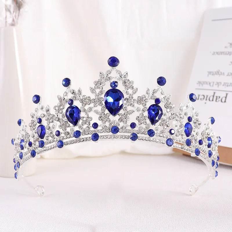 Baroque Gold Color Champagne Crystal Heart Bridal Tiara Crown Rhinestone Pageant Diadem Veil Tiara Headband Wedding Hair Jewelry Tiaras by DSERS