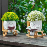 Funny Flower Pot Teacher Appreciation Gift Cute Chair Flower Pot Smile Face Planter Set for Indoor Outdoor Plants