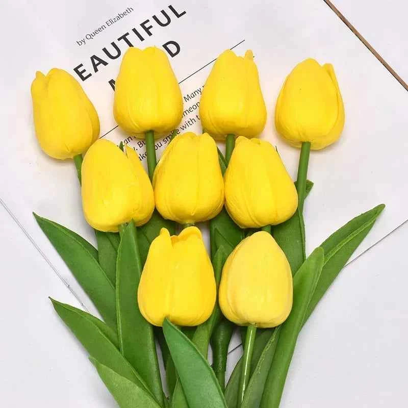5 Pieces Tulips Artificial Flowers Bunch Home Decor Real Touch Tulip Flowers for Decoration Wedding Bridal Bouquet Fake Flowers