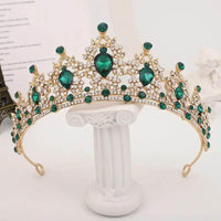 Baroque Champagne Crystal Heart Bridal Tiara Crown