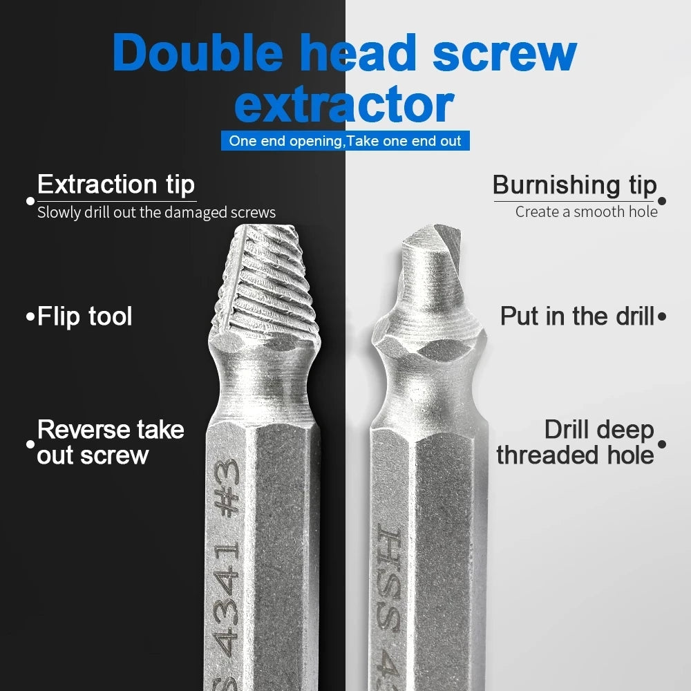 Extractor Double Head Screw Slide Tooth Removal Tool S2 Screwdriver Screwdriver Screwdriver Head Broken Wire Set GiFTiFY