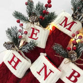 navidad Christmas Boots Letters Christmas Stocking New Knitting Christmas Tree Pendant Decorations SnowflakeChristmas Socks