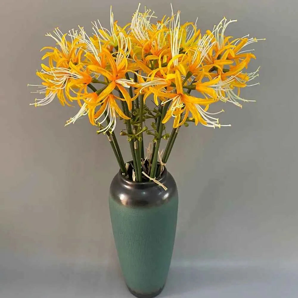 60cm Artificial Higanbana Flower Branch Handmade Plastic Silk Equinox Flower Real Touch Beautiful Fake Flower