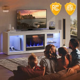Modern Electric 7 Color LED Fireplace TV Stand for TVs up to 70", White Marble DSERS