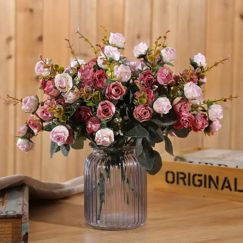 Rose Artificial Flowers Silk Flower with Stems Fake Flowers Bouquet Centerpiece for Party Table Floral Home Bridal Wedding Decor by DSERS