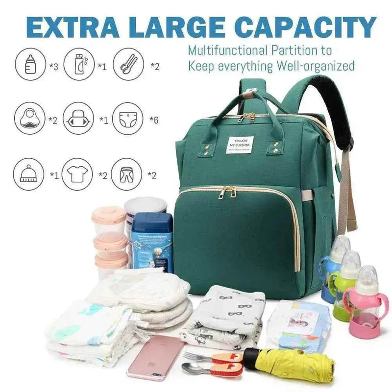3 In 1 Diaper Bag Backpack Foldable Baby Bed Waterproof Travel Bag with USB Charge Diaper Bag Backpack with Changing Bed 3 types Diaper Bag Backpack by DS