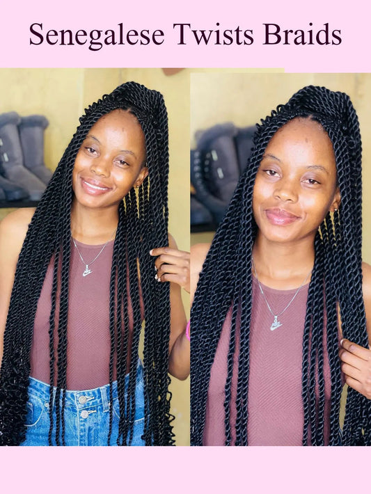 Synthetic Full Lace Frontal Twist Braided Wigs For Black Women Faux Locs Knotless Box Braided Lace Wig Goddess Senegalese Braids GiFTiFY