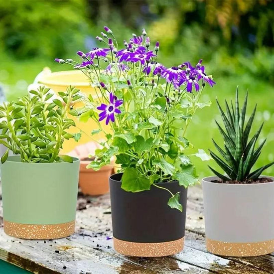 2pcs, 4.7nch Flower Pot Set, Indoor Plant Pots With Drainage Holes And Removable Base, Outdoor Garden Flower Pots Saucer Style M - GiFTiFY
