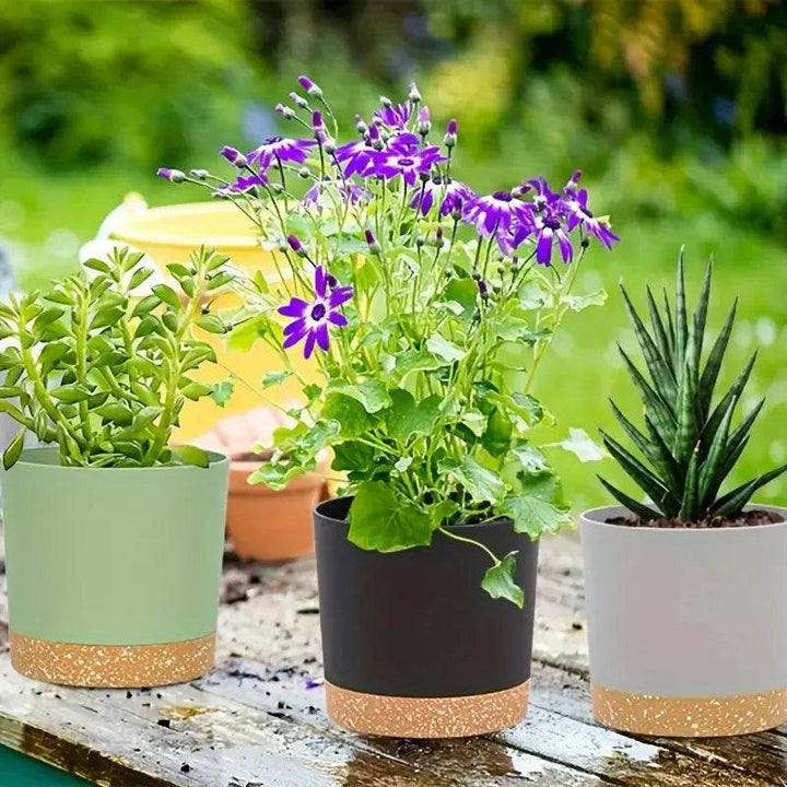 2pcs, 4.7nch Flower Pot Set, Indoor Plant Pots With Drainage Holes And Removable Base, Outdoor Garden Flower Pots Saucer Style M - GiFTiFY