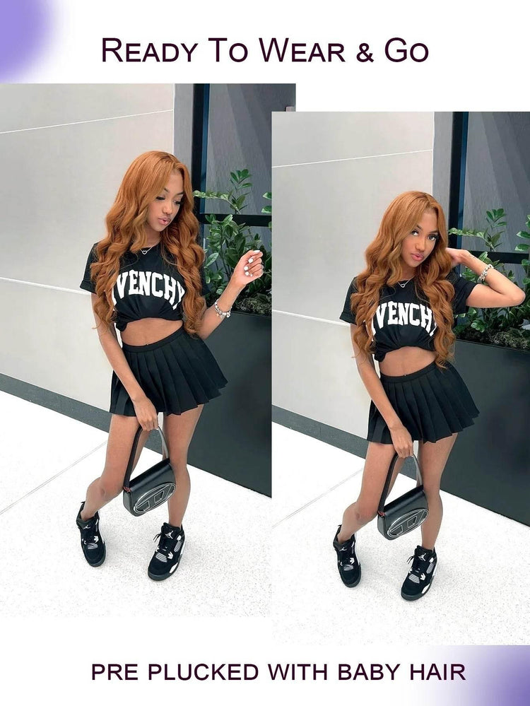 Colored Ginger Blonde 9X6 Glueless Lace Front Human Hair Wig Ready To Go&Wear Glueless Body Wave Lace Wig Burgundy Straight Wigs Hair Wig by DSERS / AliHairs Store