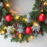 20-60cm Christmas Wreath with LED Fairy Light Door Hanging Garland Pine for Home Decorations Xmas Party Supplies Happy New Year - GiFTiFY