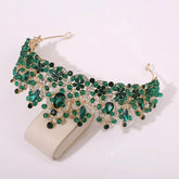 Baroque Pink Crystal Beads Bridal Crowns Handmade Tiaras Bride Headbands Rhinestone Diadem Queen Crown Wedding Hair Accessories - GiFTiFY