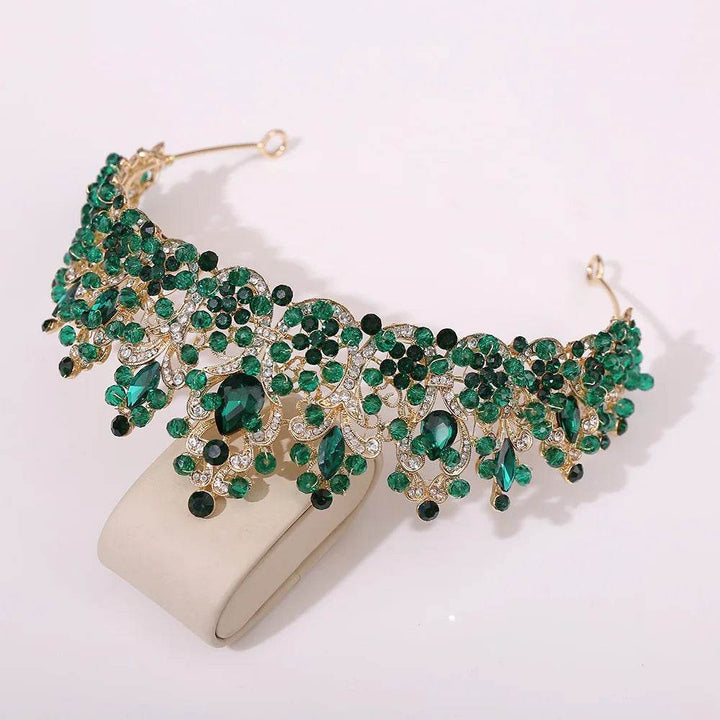 Baroque Pink Crystal Beads Bridal Crowns Handmade Tiaras Bride Headbands Rhinestone Diadem Queen Crown Wedding Hair Accessories - GiFTiFY