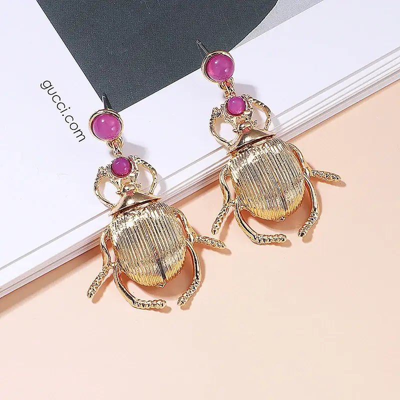 Bohemia Earrings For Women Metal Gold-Plated Beatles Personality Vintage Trend Jewelry Cute Insects Diamonds Trending