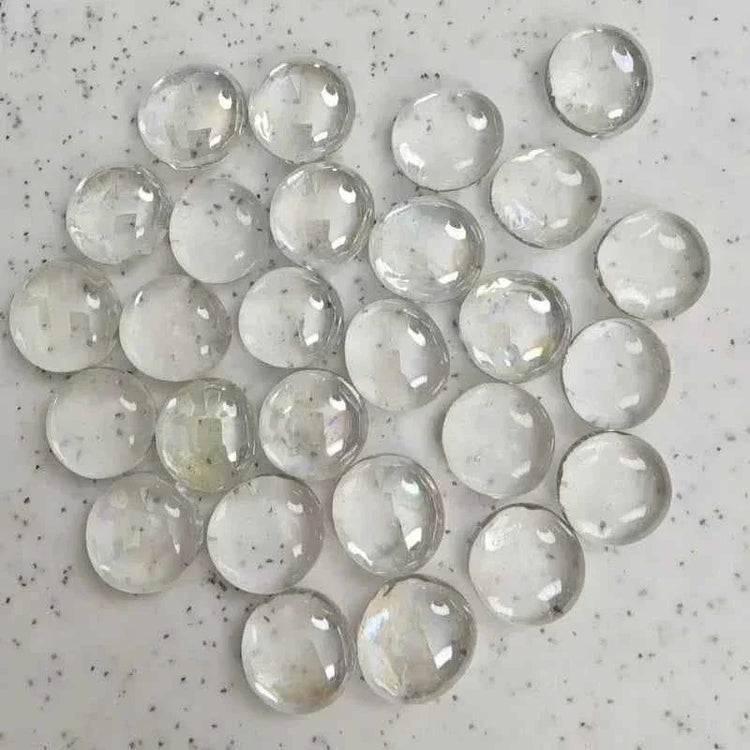 100g/3.52oz(Approx. 18-25pcs) Oblate Bead Glass Mosaic Tiles Colorful Round Mosaic Making Material Multi Diameter DIY Craft Tile