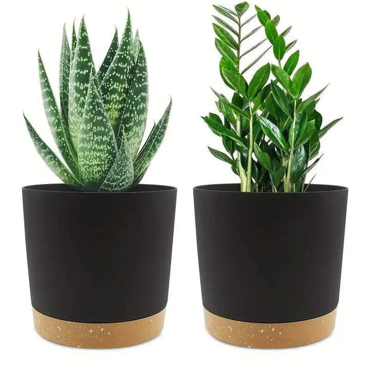 2pcs, 4.7nch Flower Pot Set, Indoor Plant Pots With Drainage Holes And Removable Base, Outdoor Garden Flower Pots Saucer Style M - GiFTiFY