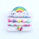 3-Pack Girls Heart Charm Beaded Bracelets Set - GiFTiFY
