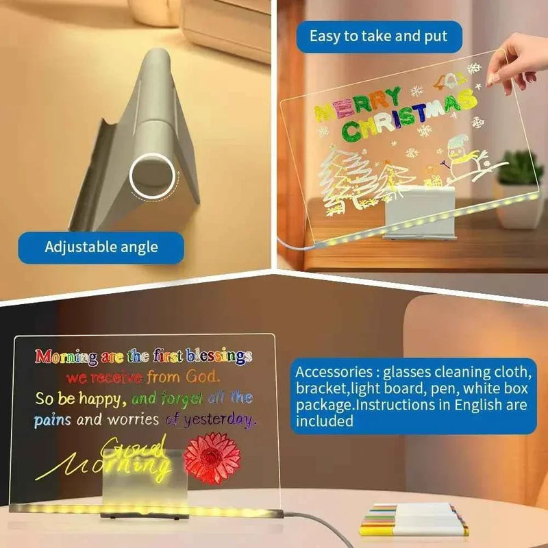 LED Acrylic Drawing Board DIY Erasable Luminous Kids Toys by DSERS/ https://www.aliexpress.us/item/3256808438306553.html?supplyId=159831080&gatewayAdapt=glo2usa4itemAdapt